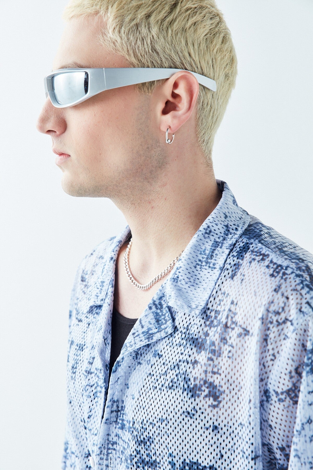 Patterned, Ribbed Oversized Shirt