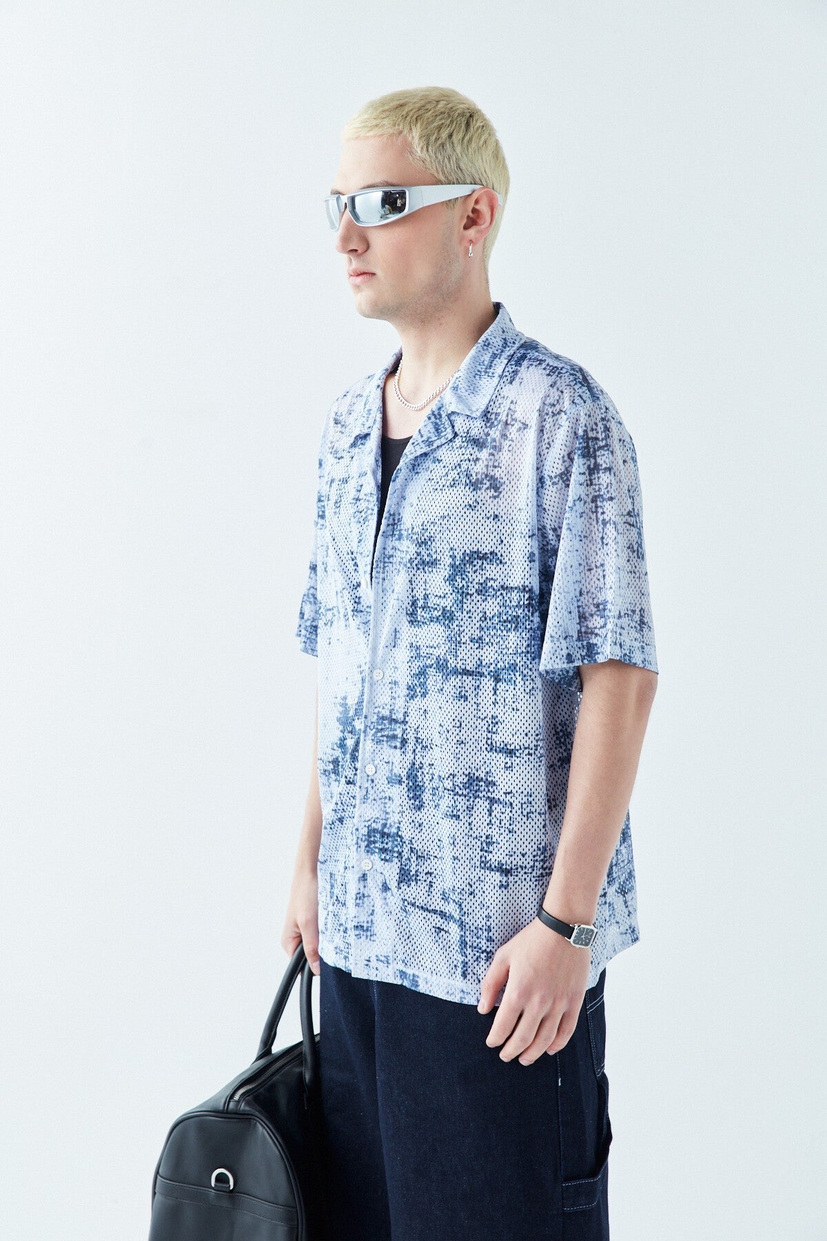 Patterned, Ribbed Oversized Shirt