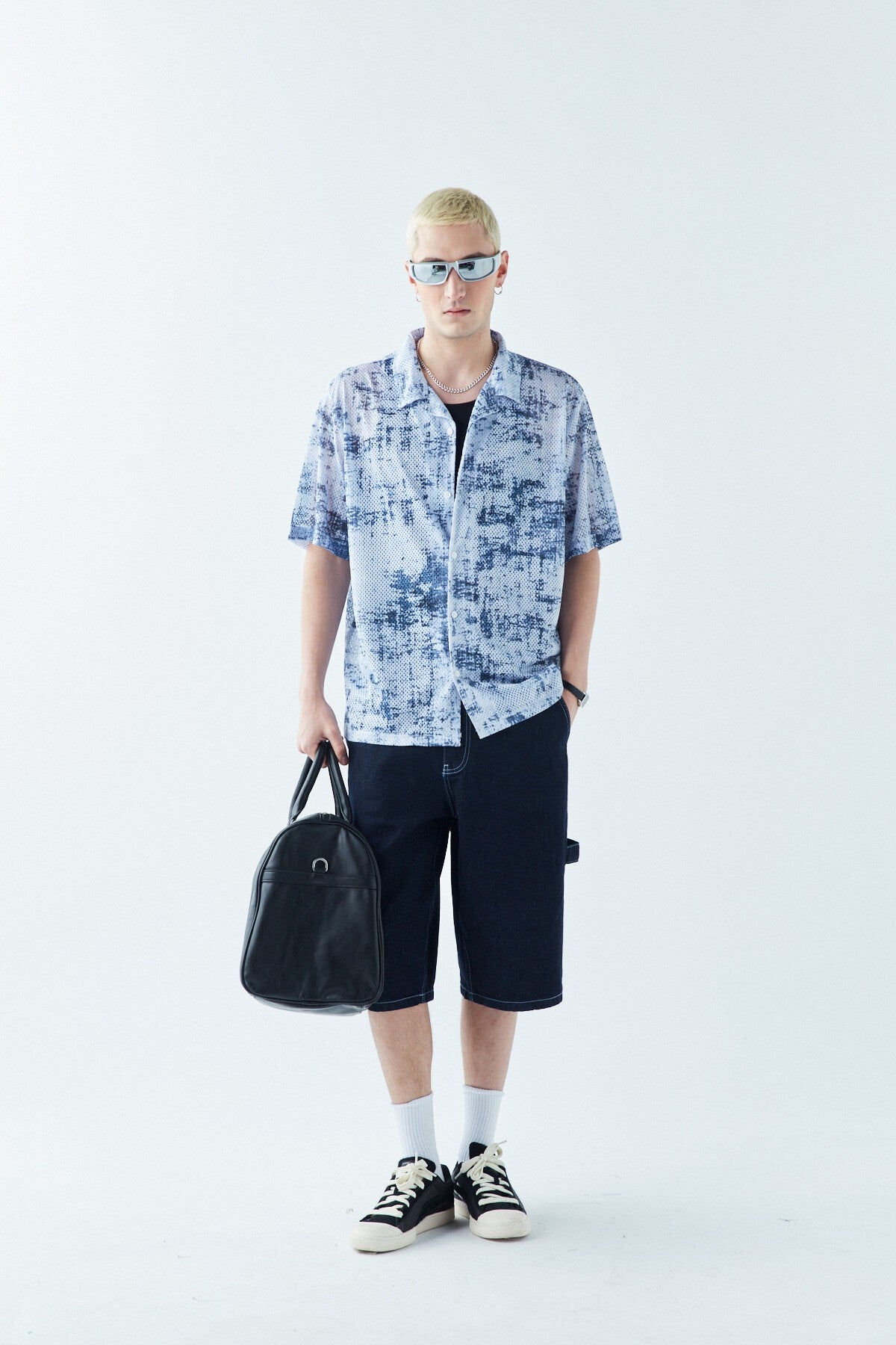 Patterned, Ribbed Oversized Shirt