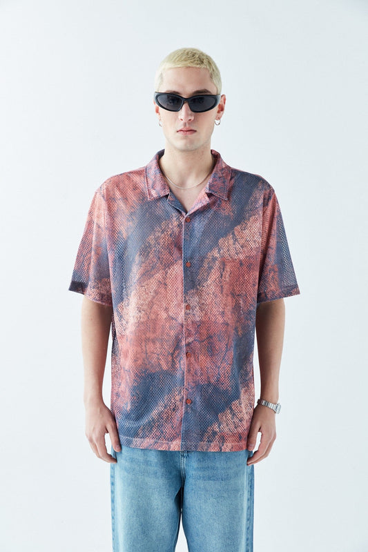 Patterned, Ribbed Oversized Shirt