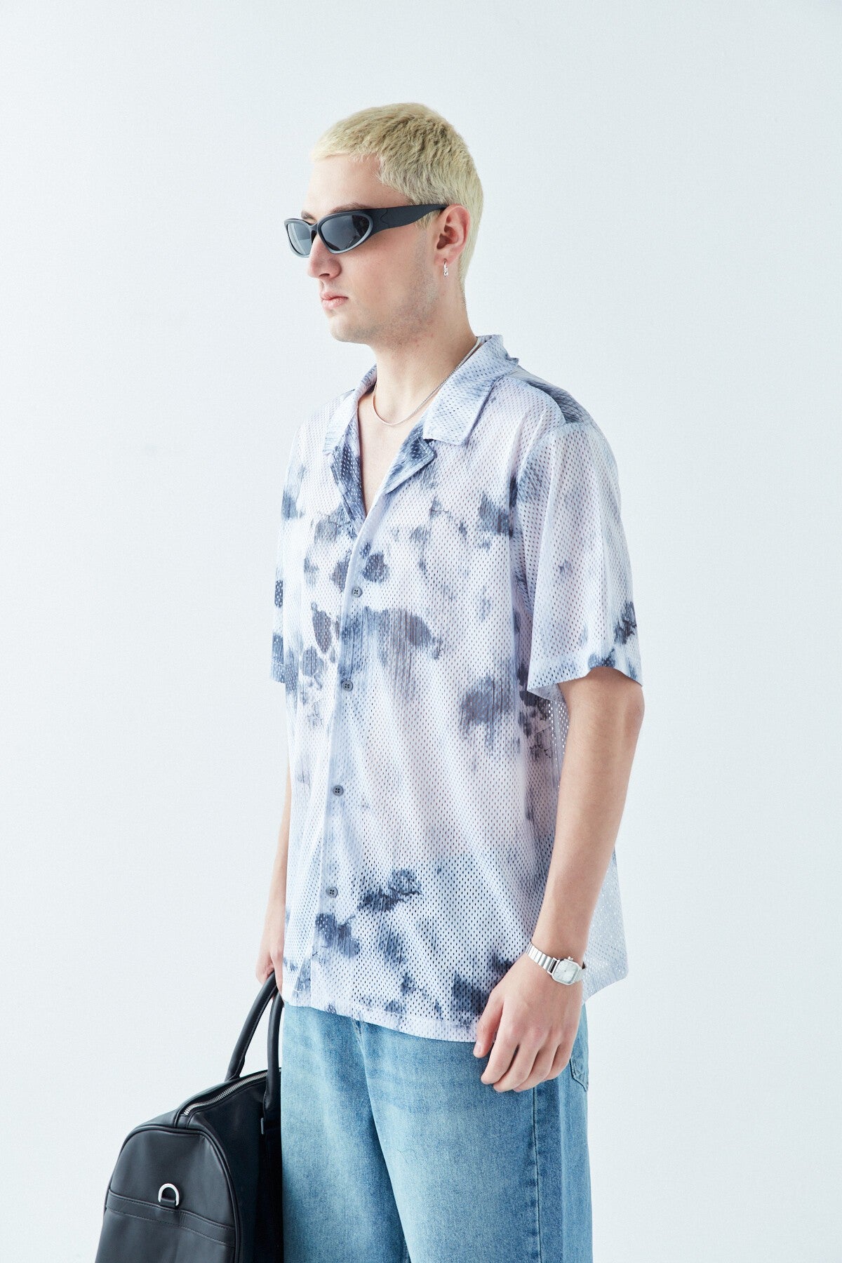 Patterned, Ribbed Oversized Shirt