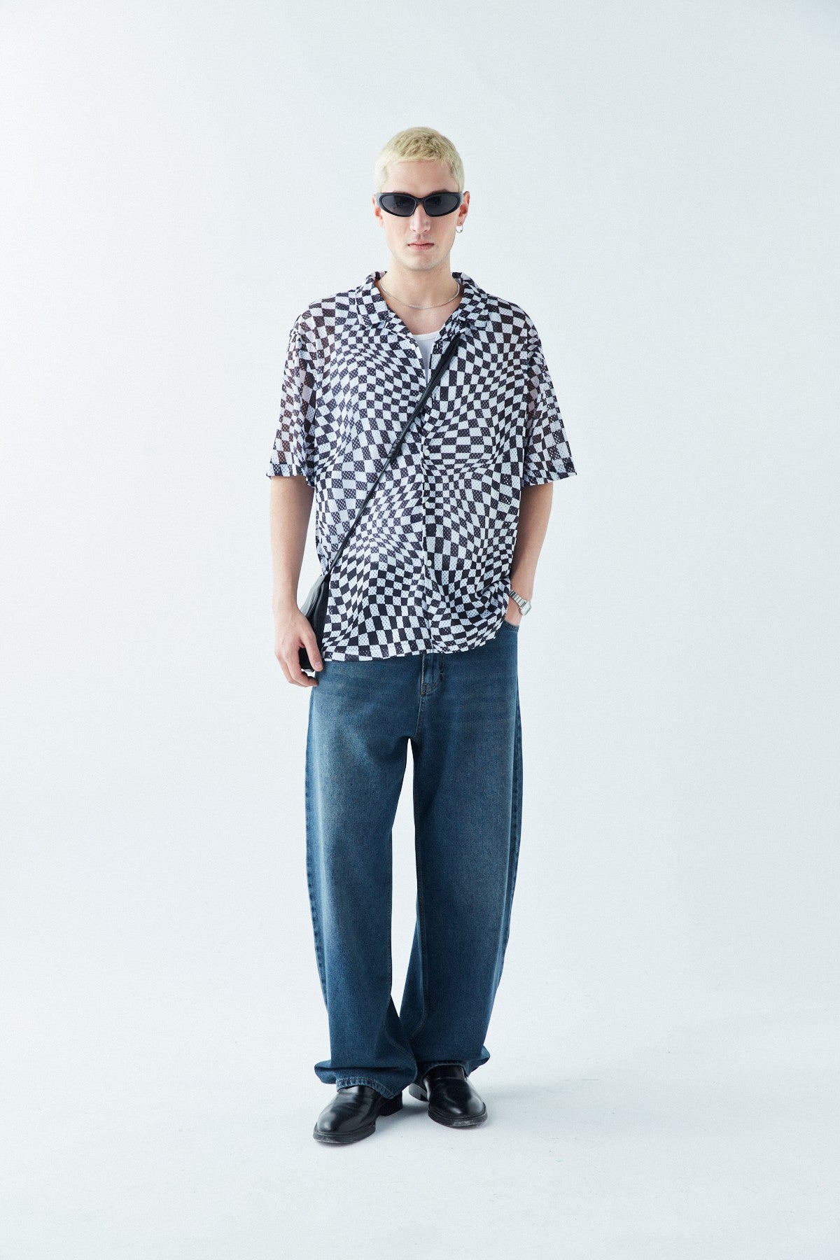 Patterned, Ribbed Oversized Shirt