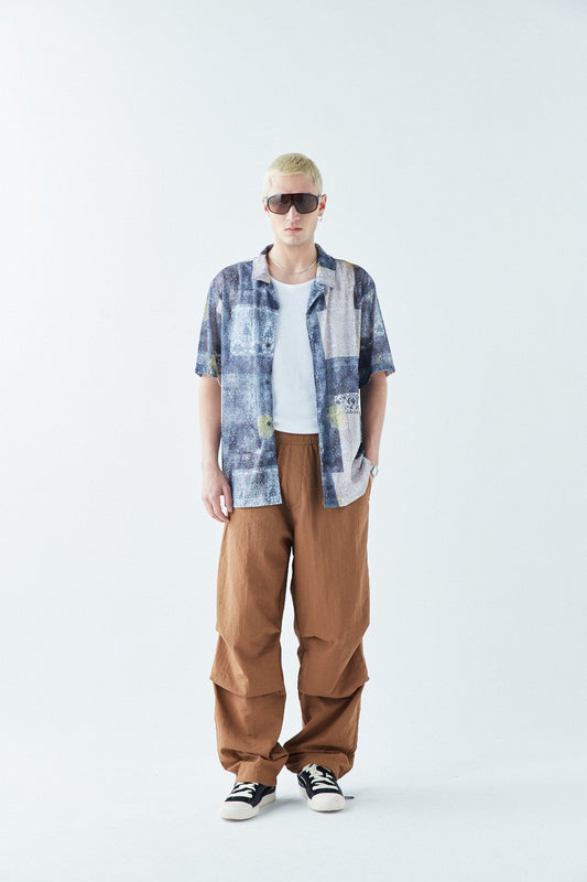 Patterned, Ribbed Oversized Shirt