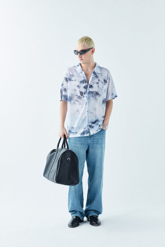 Patterned, Ribbed Oversized Shirt