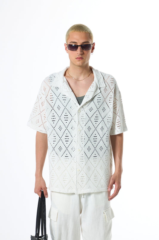 Oversized Short-Sleeve Knit Shirt