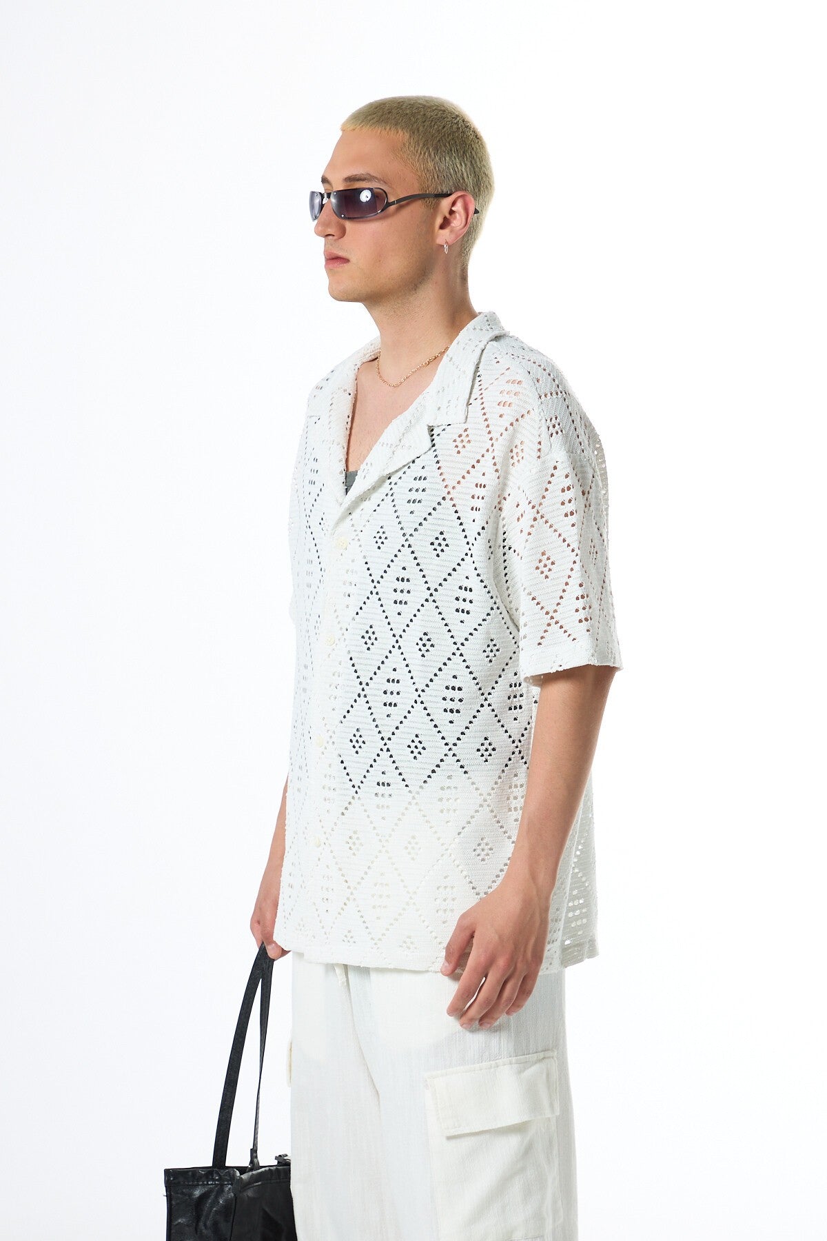Oversized Short-Sleeve Knit Shirt