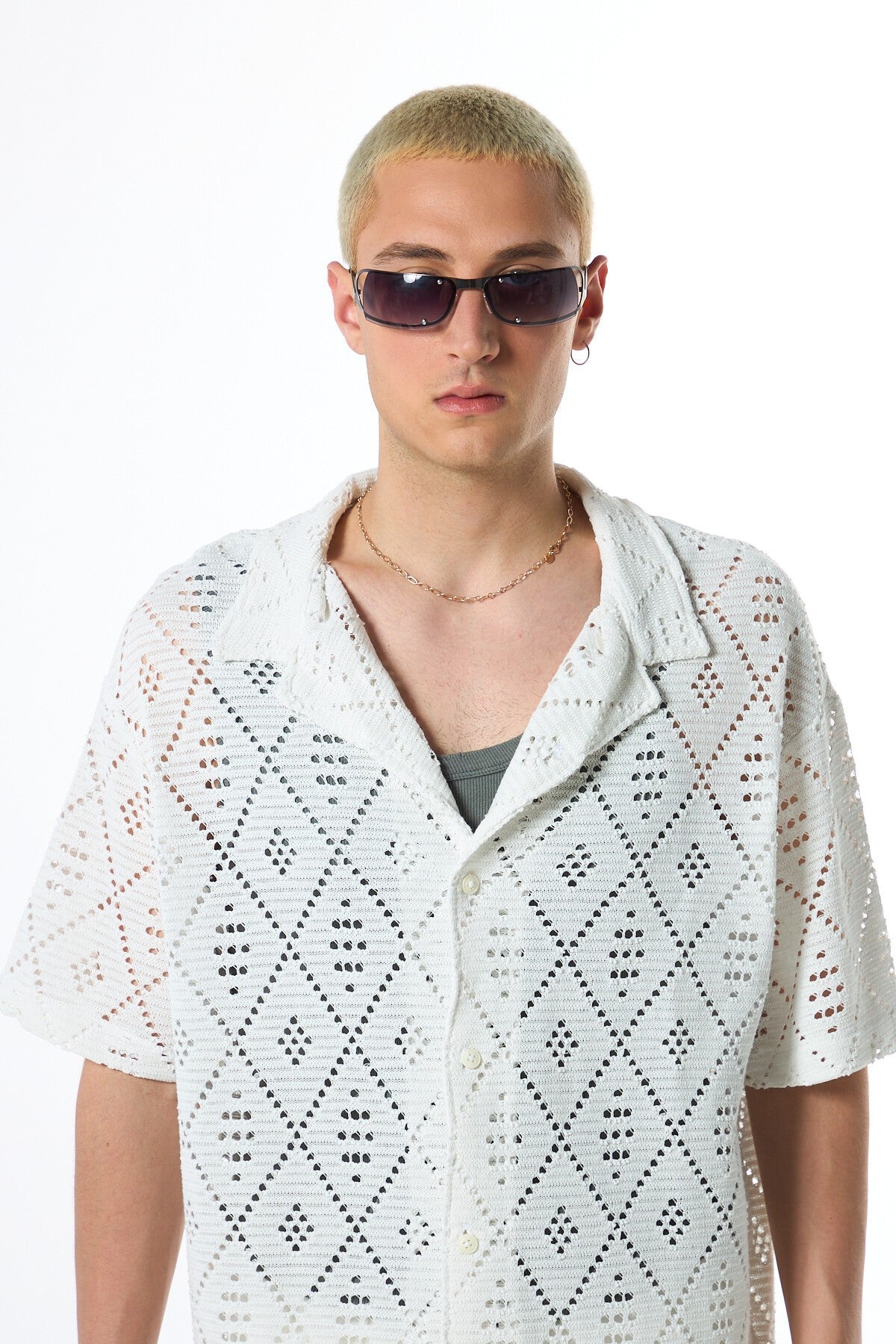 Oversized Short-Sleeve Knit Shirt