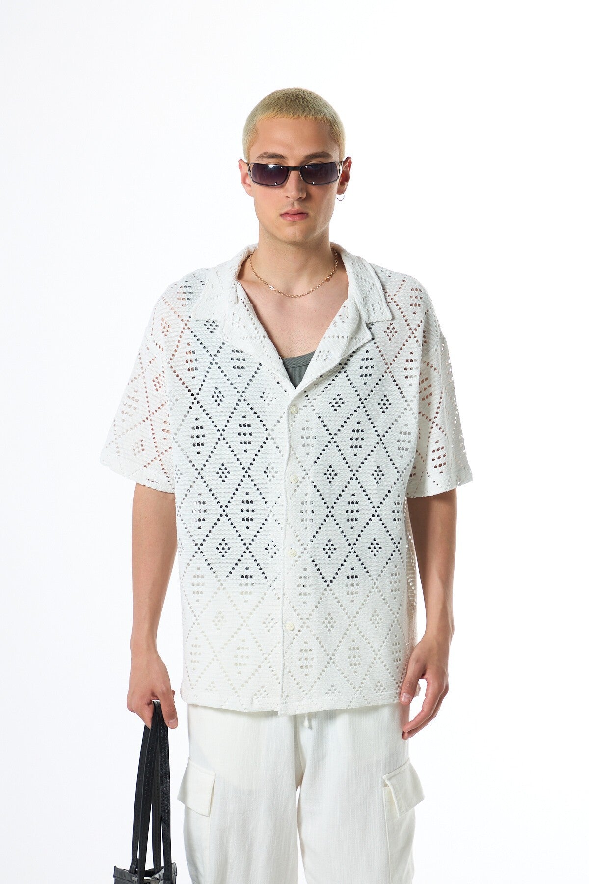 Oversized Short-Sleeve Knit Shirt