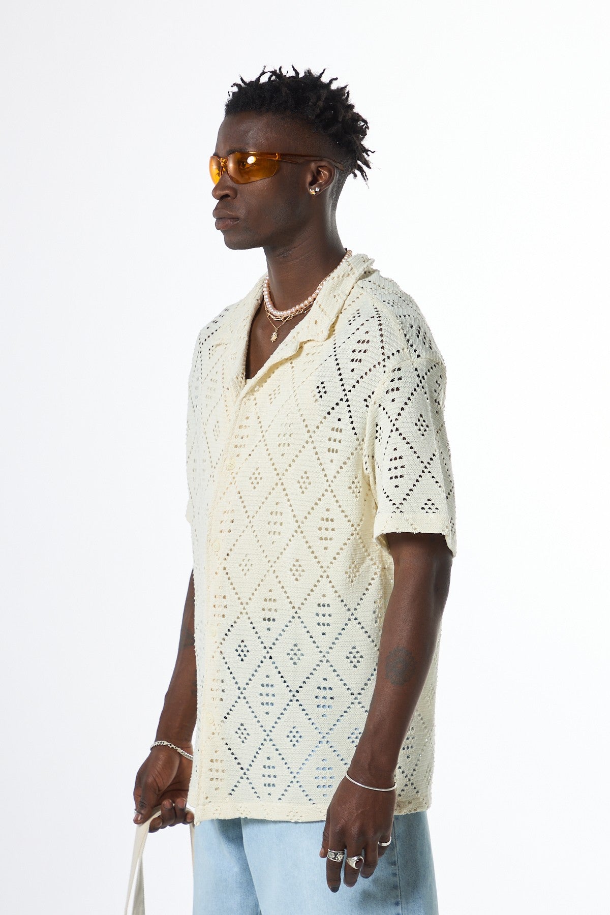 Oversized Short-Sleeve Knit Shirt