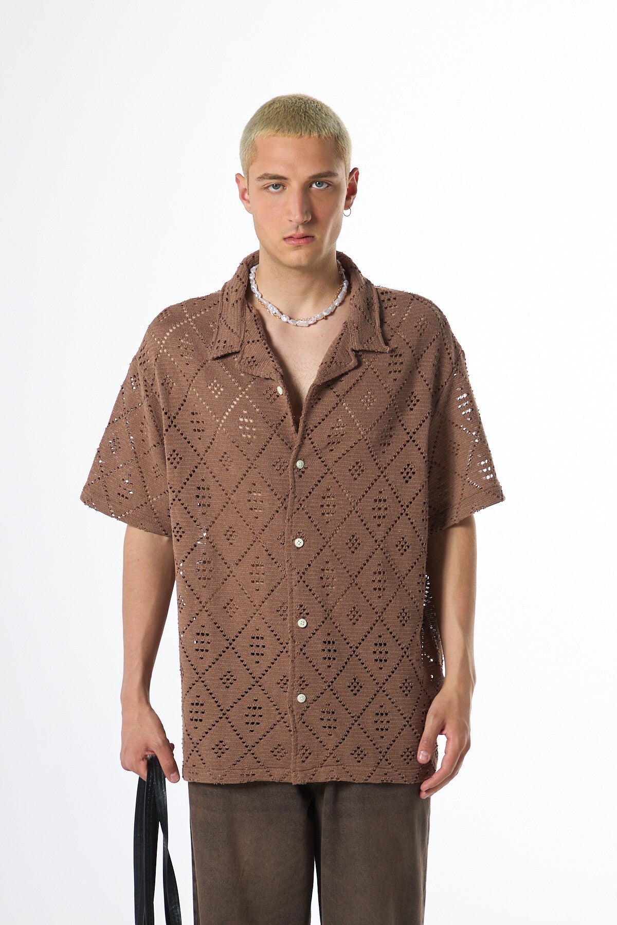 Oversized Short-Sleeve Knit Shirt