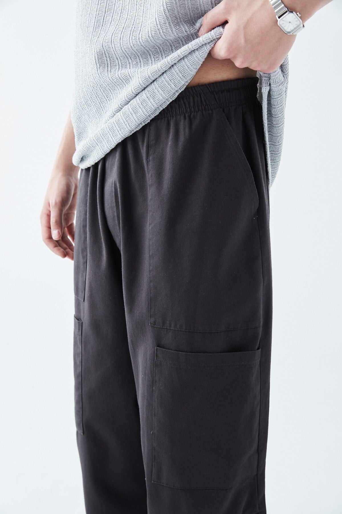 Baggy Linen Pants with Side Pocket Detail