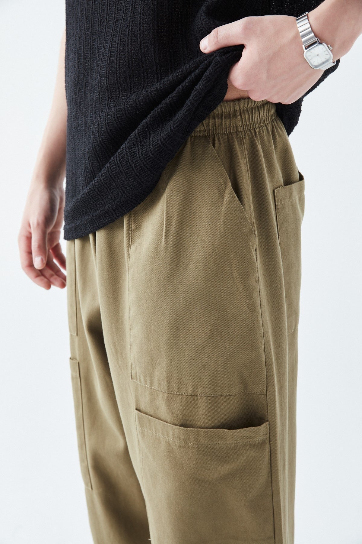 Baggy Linen Pants with Side Pocket Detail