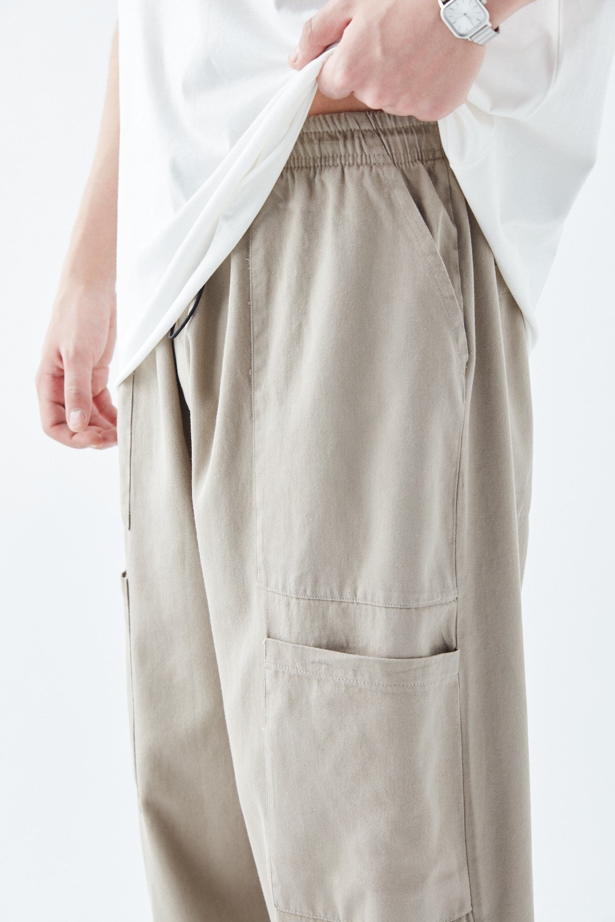 Baggy Linen Pants with Side Pocket Detail