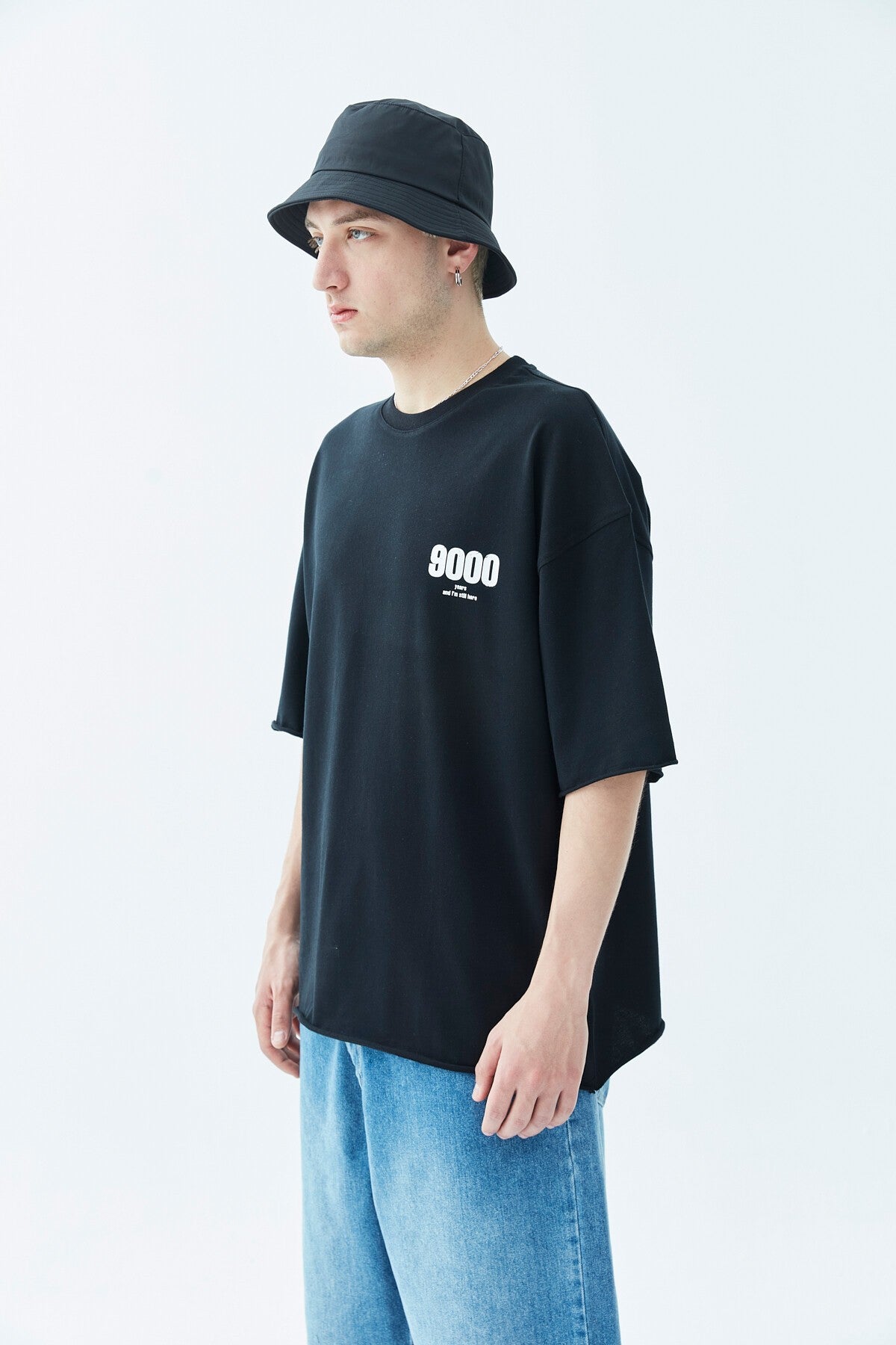 9000 Printed Oversized T-Shirt - Ecru