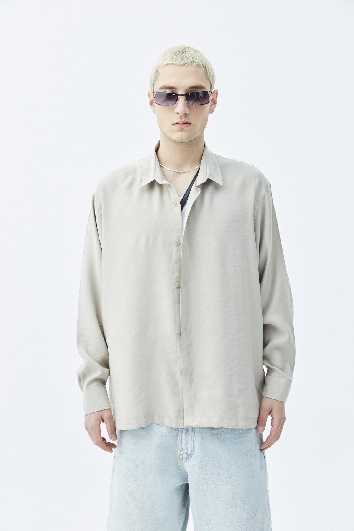 Basic Oversized Long-Sleeve Modal-Blend Shirt