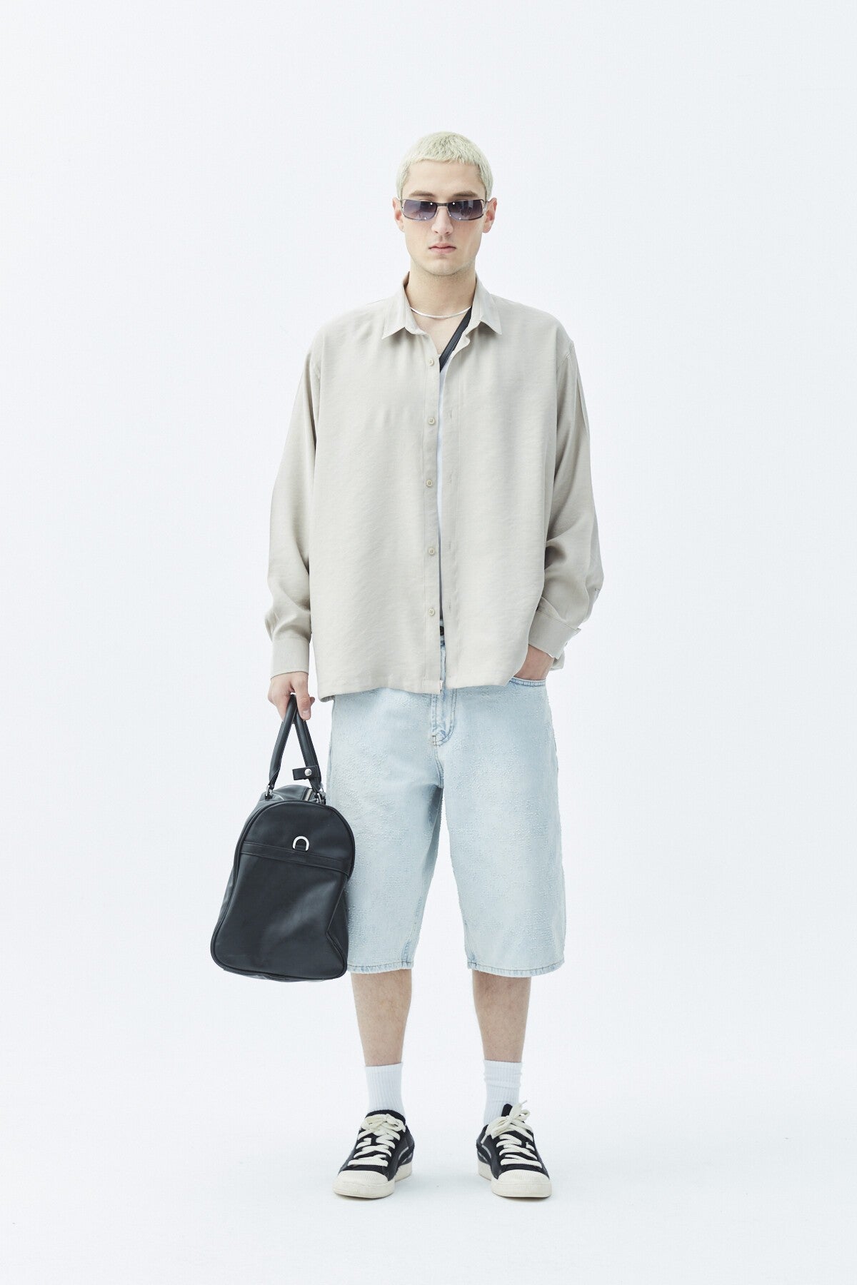 Basic Oversized Long-Sleeve Modal-Blend Shirt