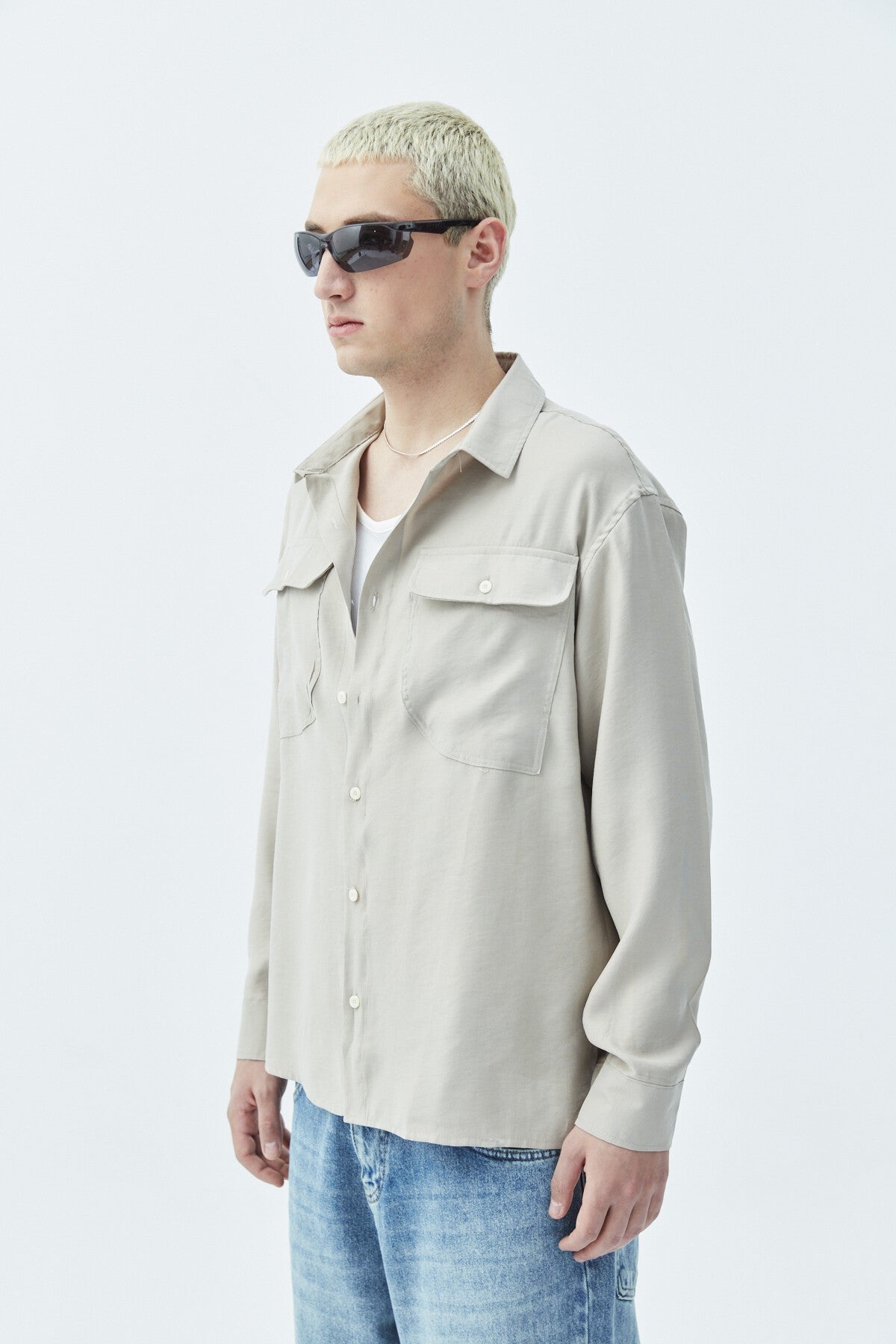Long-Sleeve Modal Shirt with Double Pockets