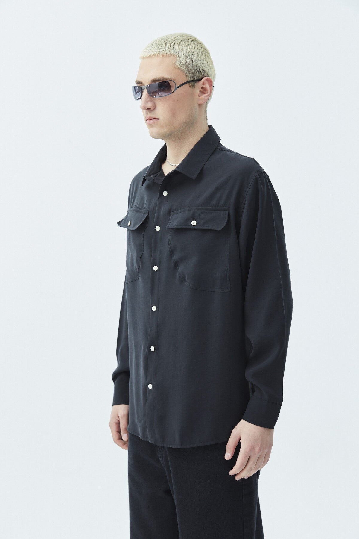 Long-Sleeve Modal Shirt with Double Pockets