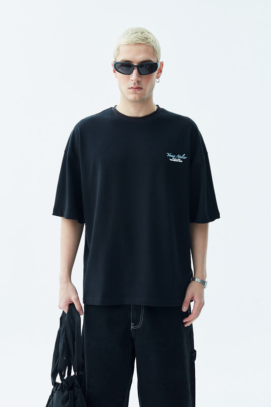 Oversized T-Shirt with Print—Light Gray