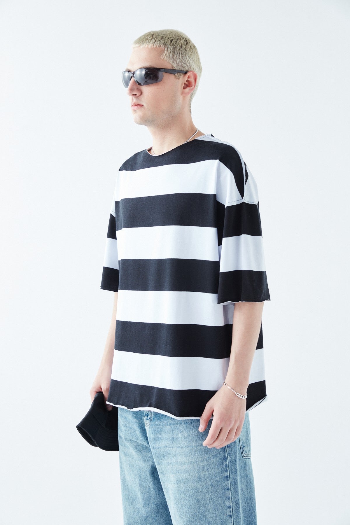 Oversized 100% Cotton T-Shirt with Digital Print Stripes