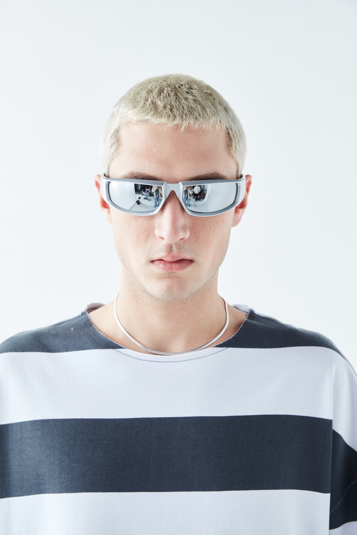 Oversized 100% Cotton T-Shirt with Digital Print Stripes