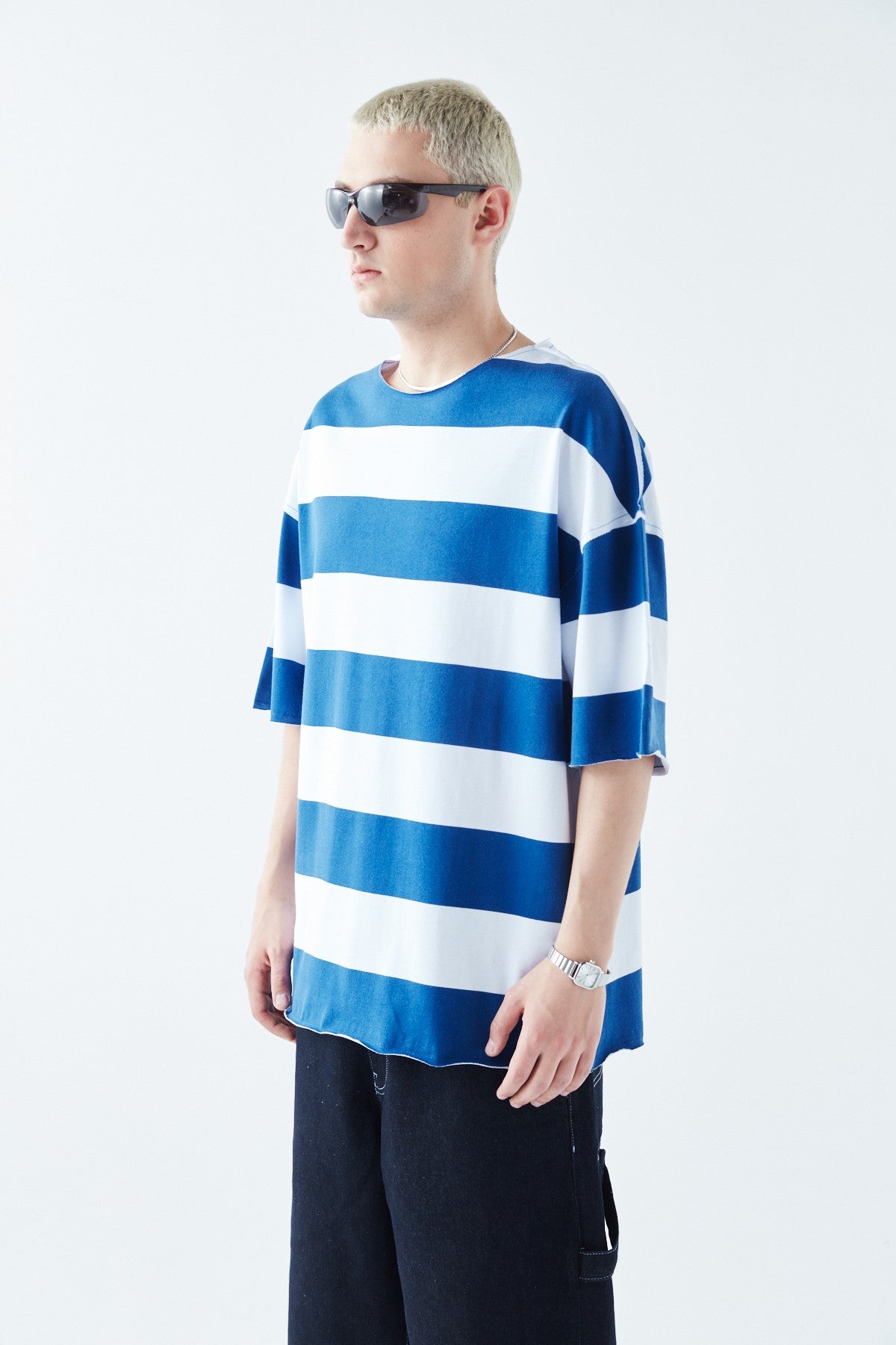 Oversized 100% Cotton T-Shirt with Digital Print Stripes