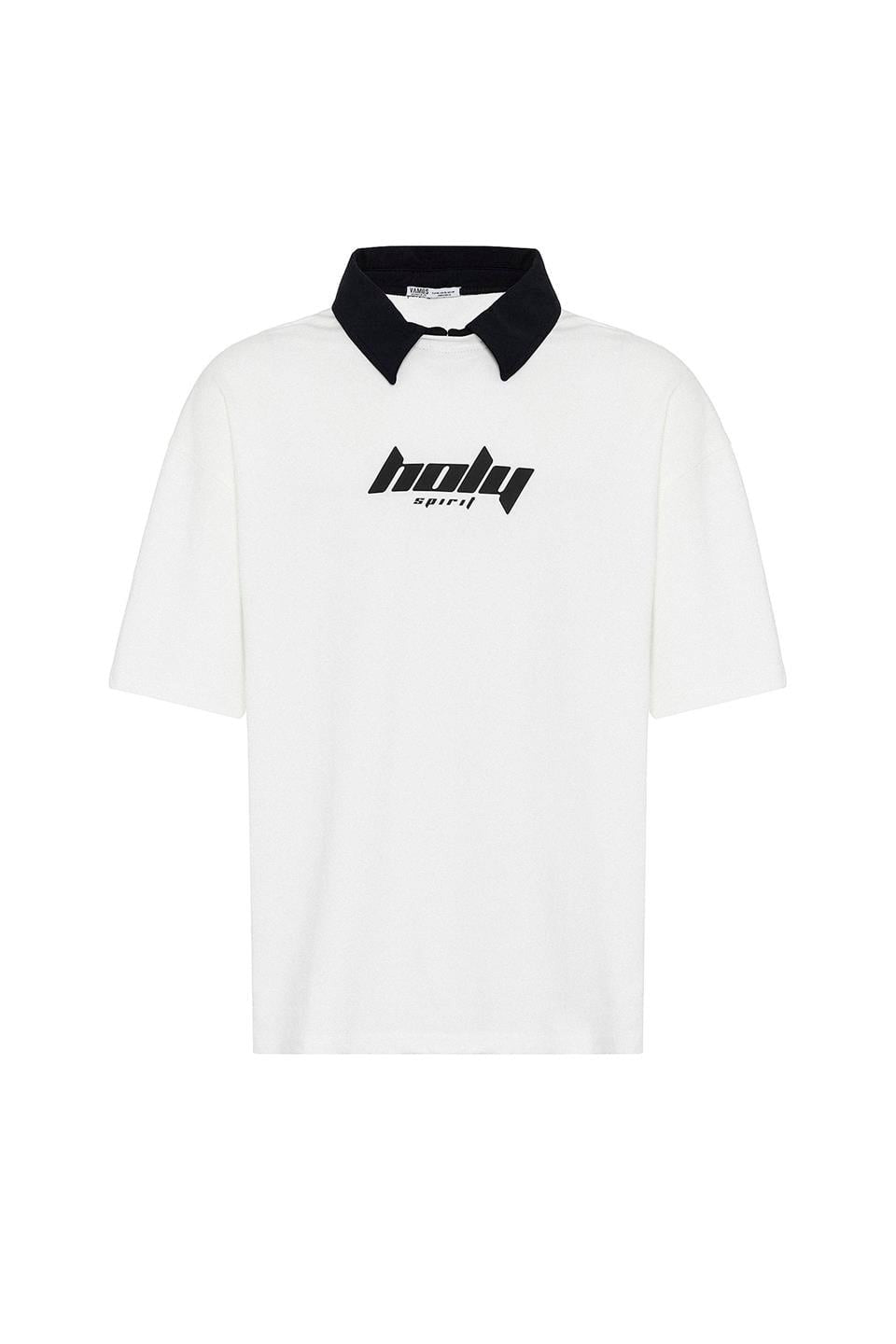 Oversized Printed T-Shirt with a Polo Collar