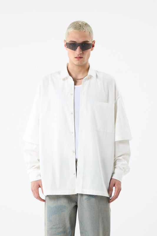 Oversized Long-Sleeve Shirt with Double-Sleeve Detail
