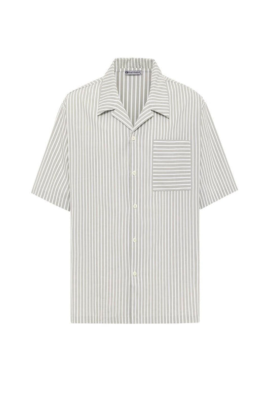 Striped Short-Sleeve Oversized Shirt
