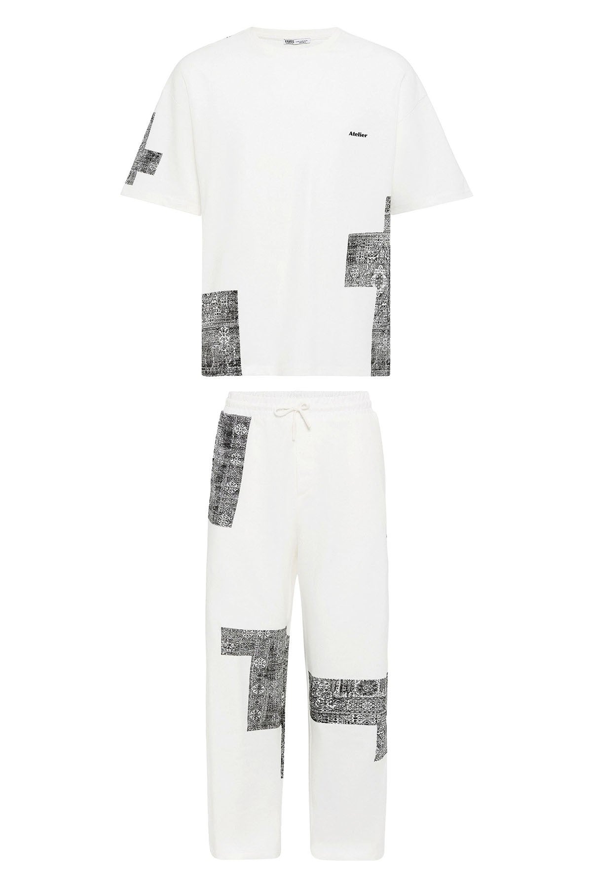 Oversized Sweatsuit Set with Ethnic Patterns