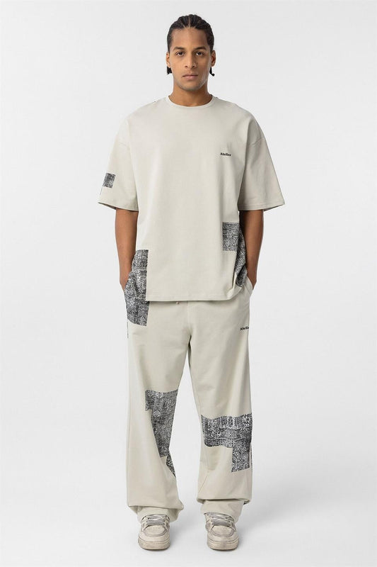 Oversized Sweatsuit Set with Ethnic Patterns