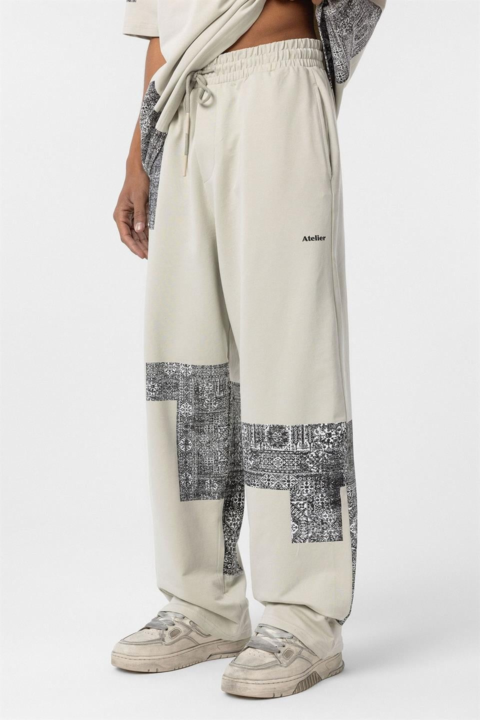 Oversized Sweatsuit Set with Ethnic Patterns