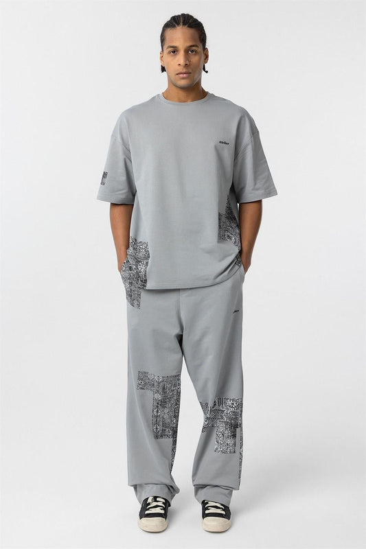 Oversized Sweatsuit Set with Ethnic Patterns