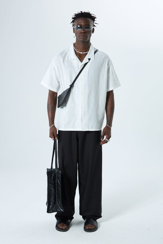 Oversized Linen Shirt with Embroidery Details