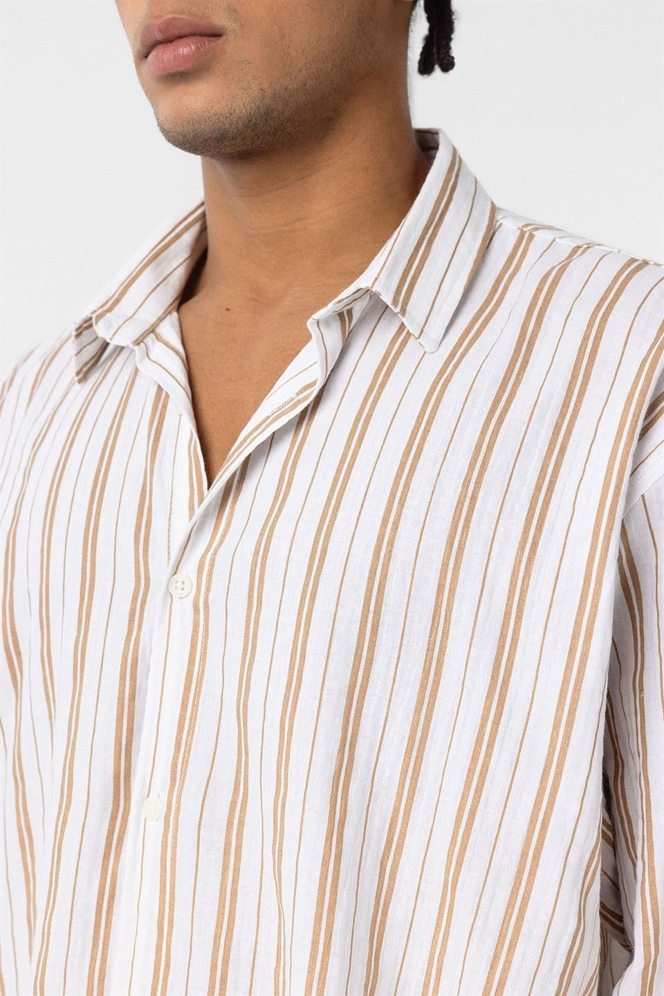 Striped Long-Sleeved Oversized Linen Shirt
