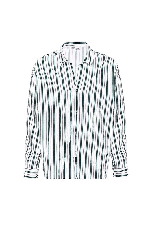 Striped Long-Sleeved Oversized Linen Shirt
