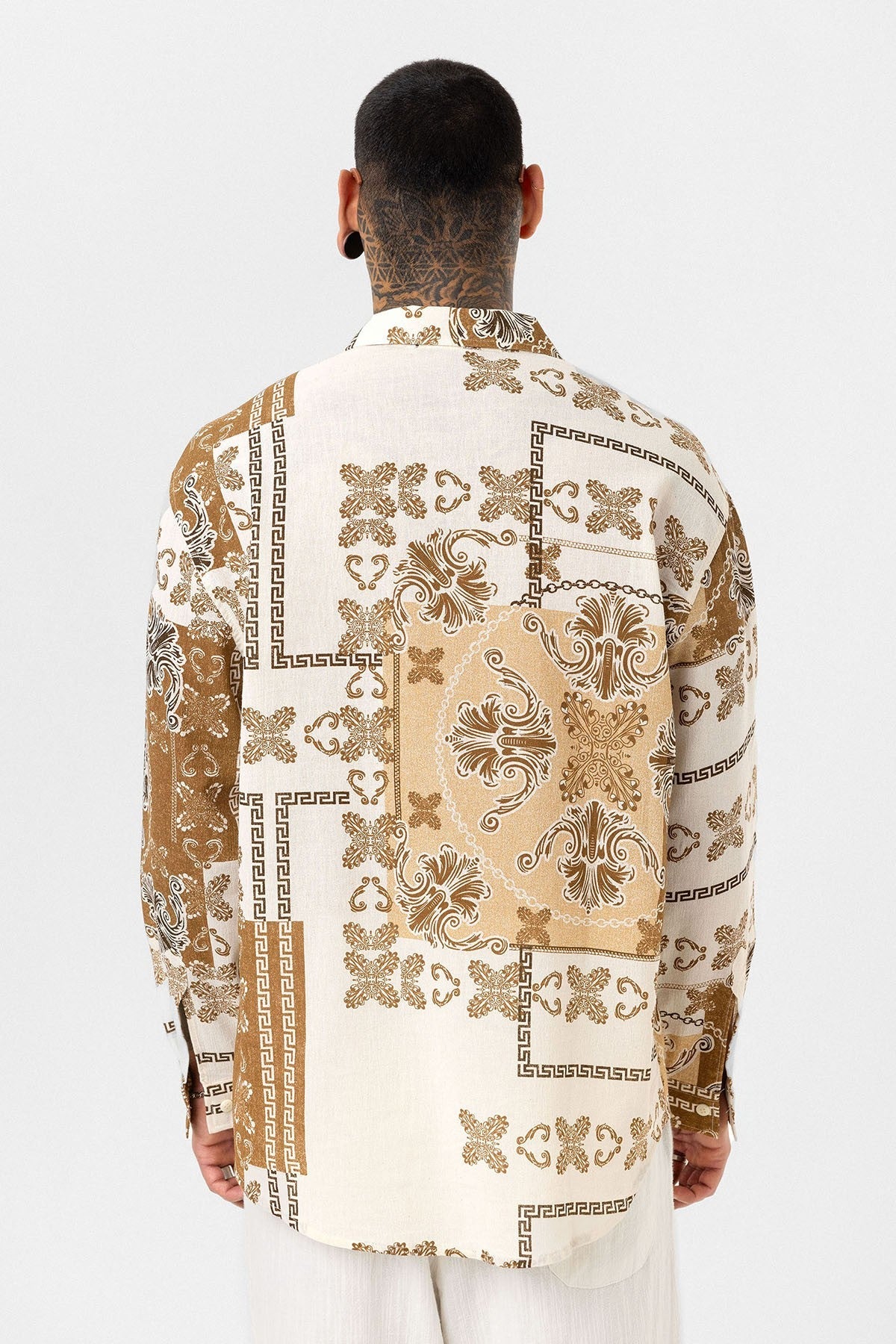 Oversized Shirt with Ethnic Patterns