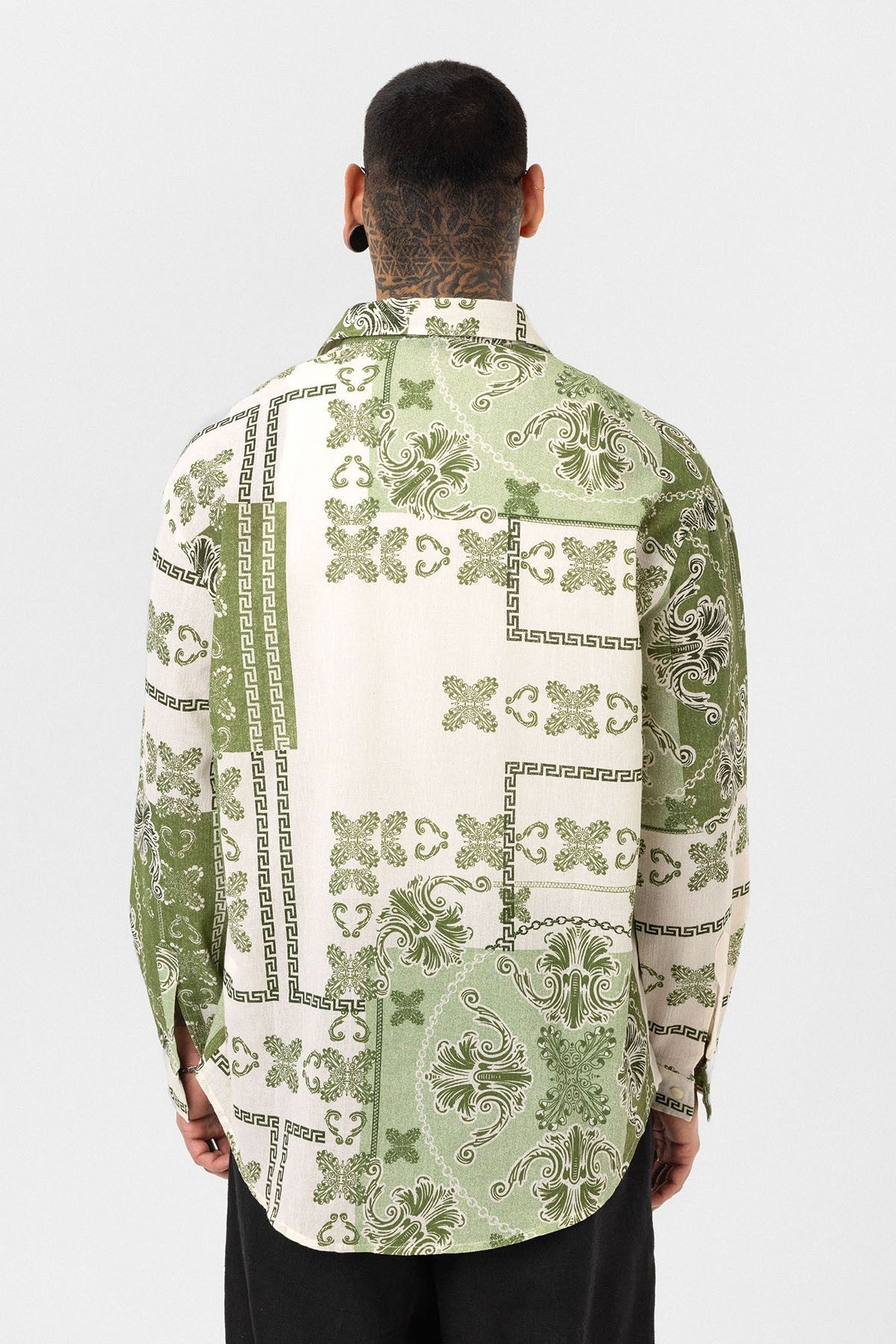 Oversized Shirt with Ethnic Patterns
