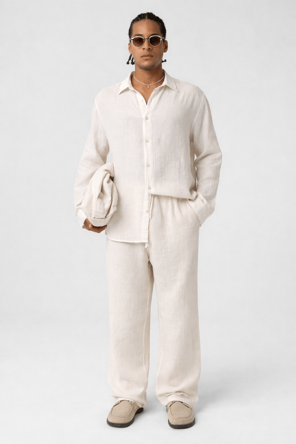 Baggy-Fit Muslin Linen Pants
