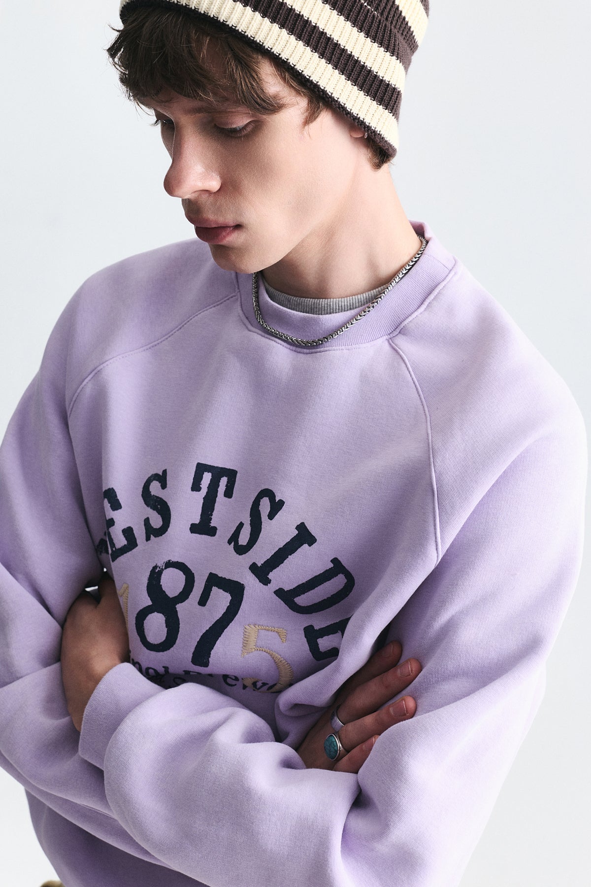 Oversized Printed Crew-Neck Sweatshirt
