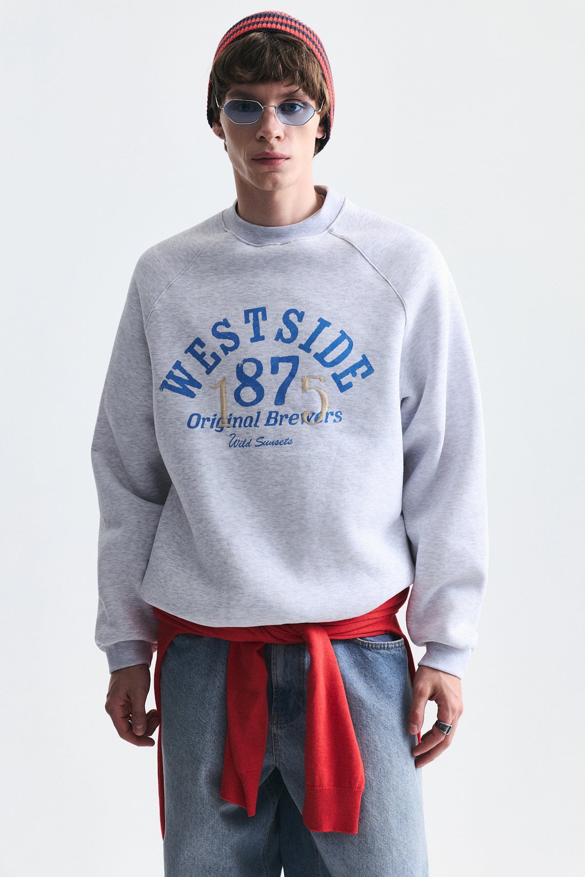 Oversized Printed Crew-Neck Sweatshirt