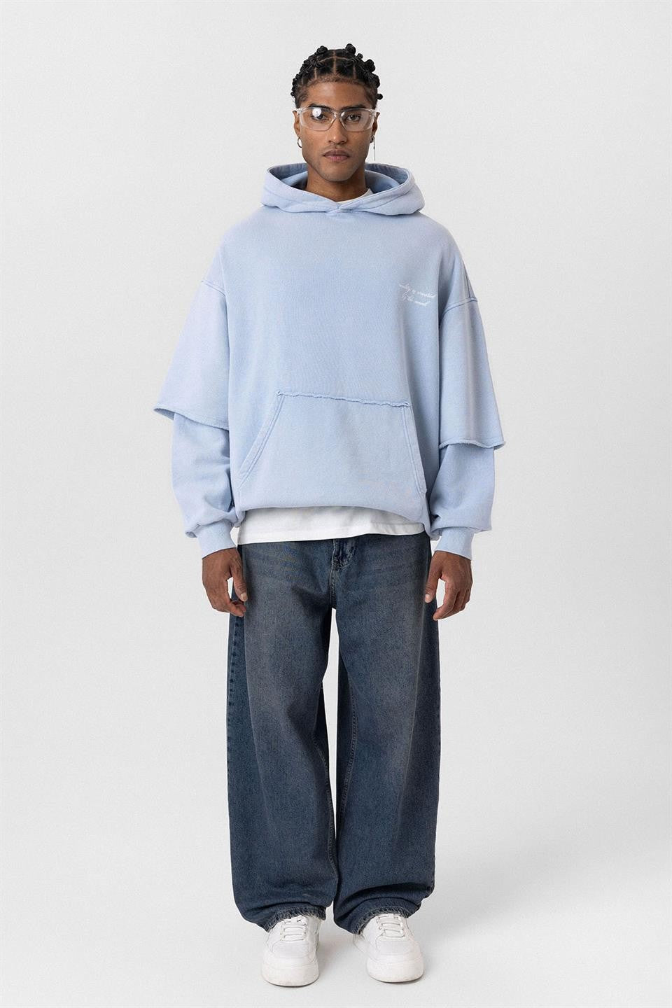 Oversized Printed Sweatshirt with Sleeve Details