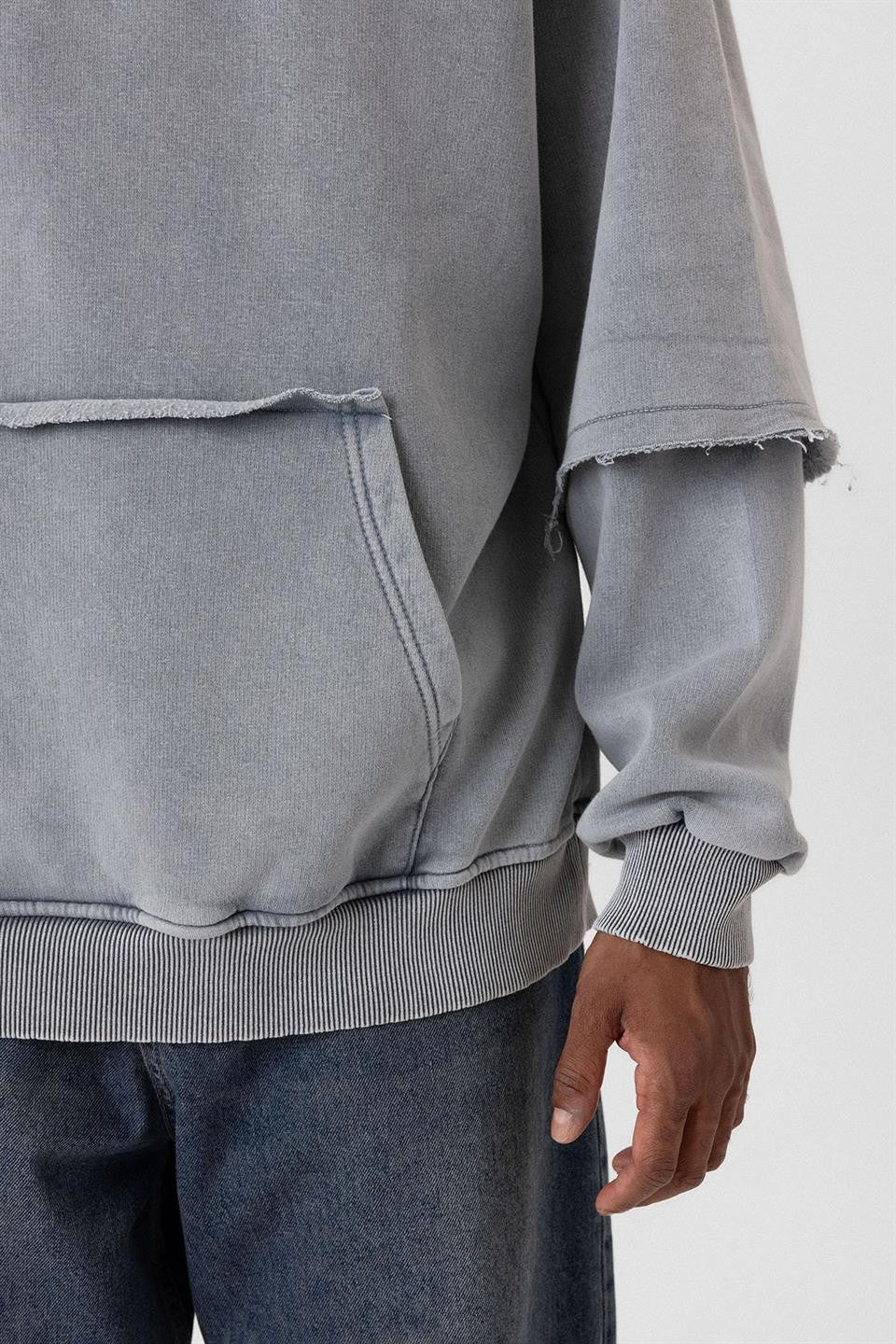 Oversized Printed Sweatshirt with Sleeve Details