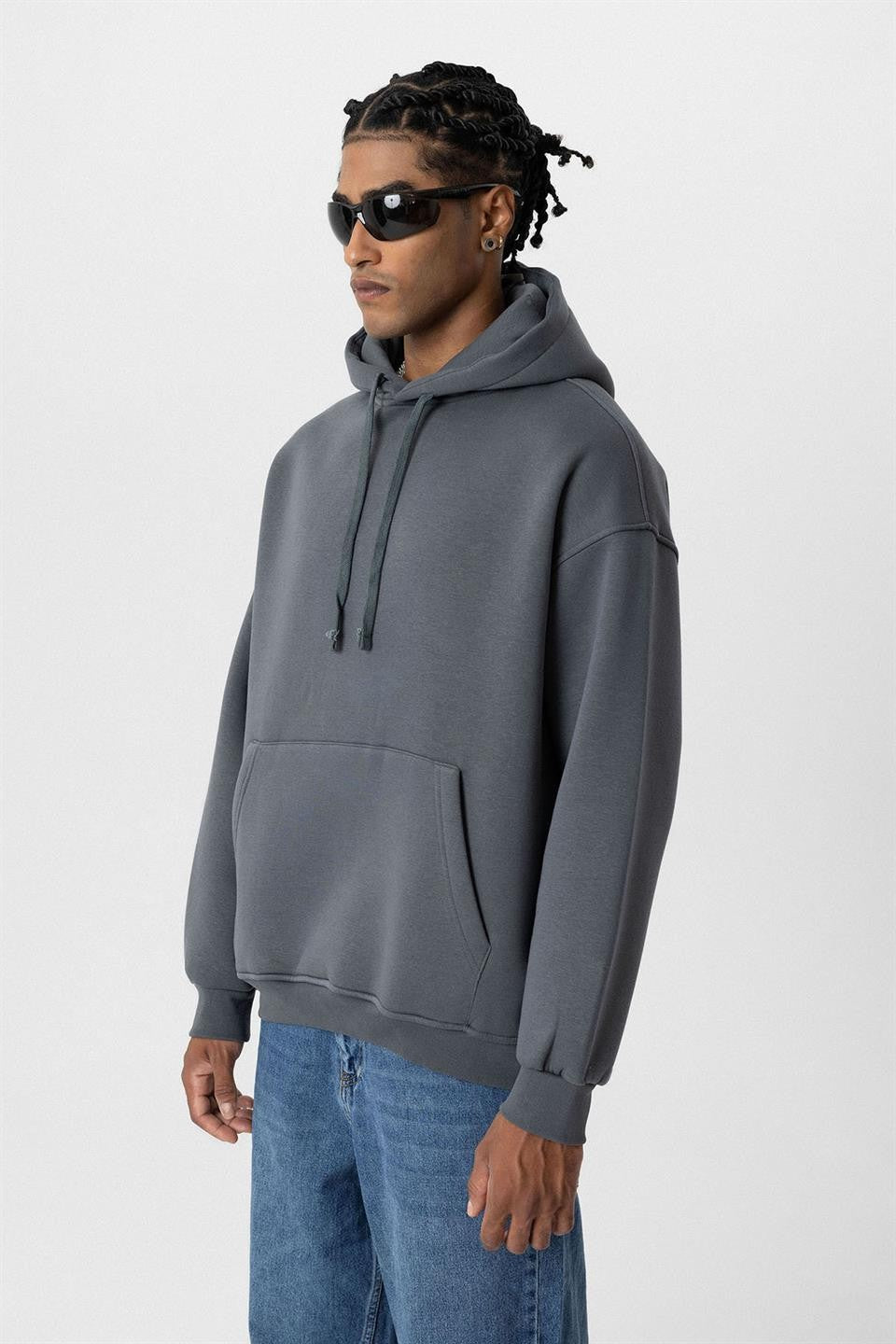 Basic Oversized Hooded Sweatshirt with Pockets