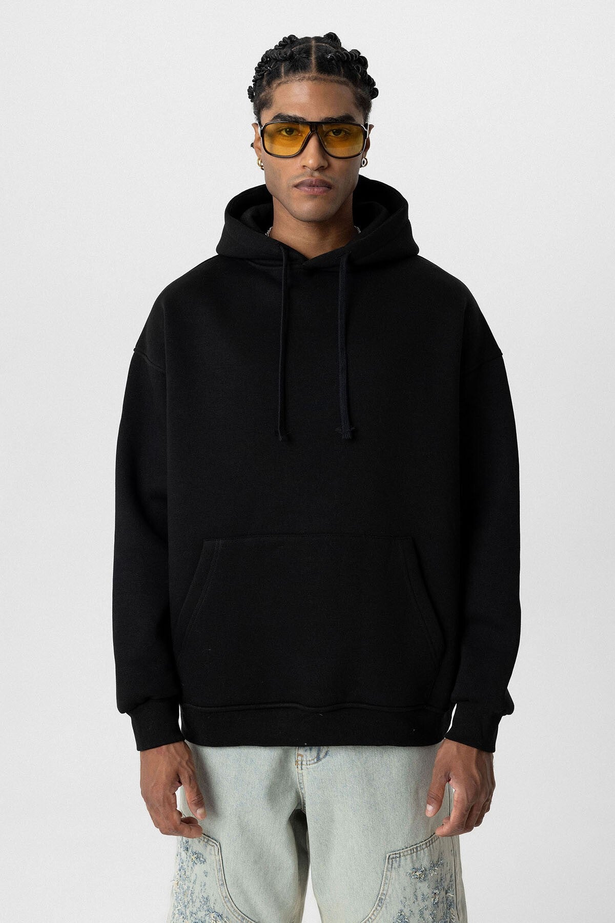 Basic Oversized Hooded Sweatshirt with Pockets