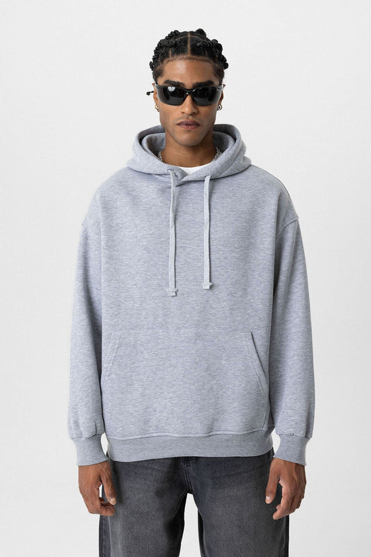 Basic Oversized Hooded Sweatshirt with Pockets