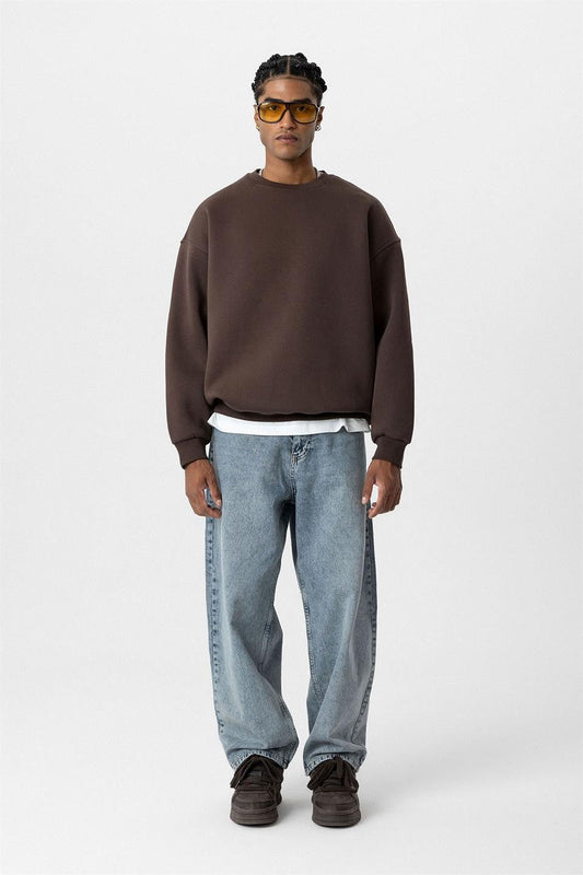 Basic Oversized Crew-Neck Sweatshirt