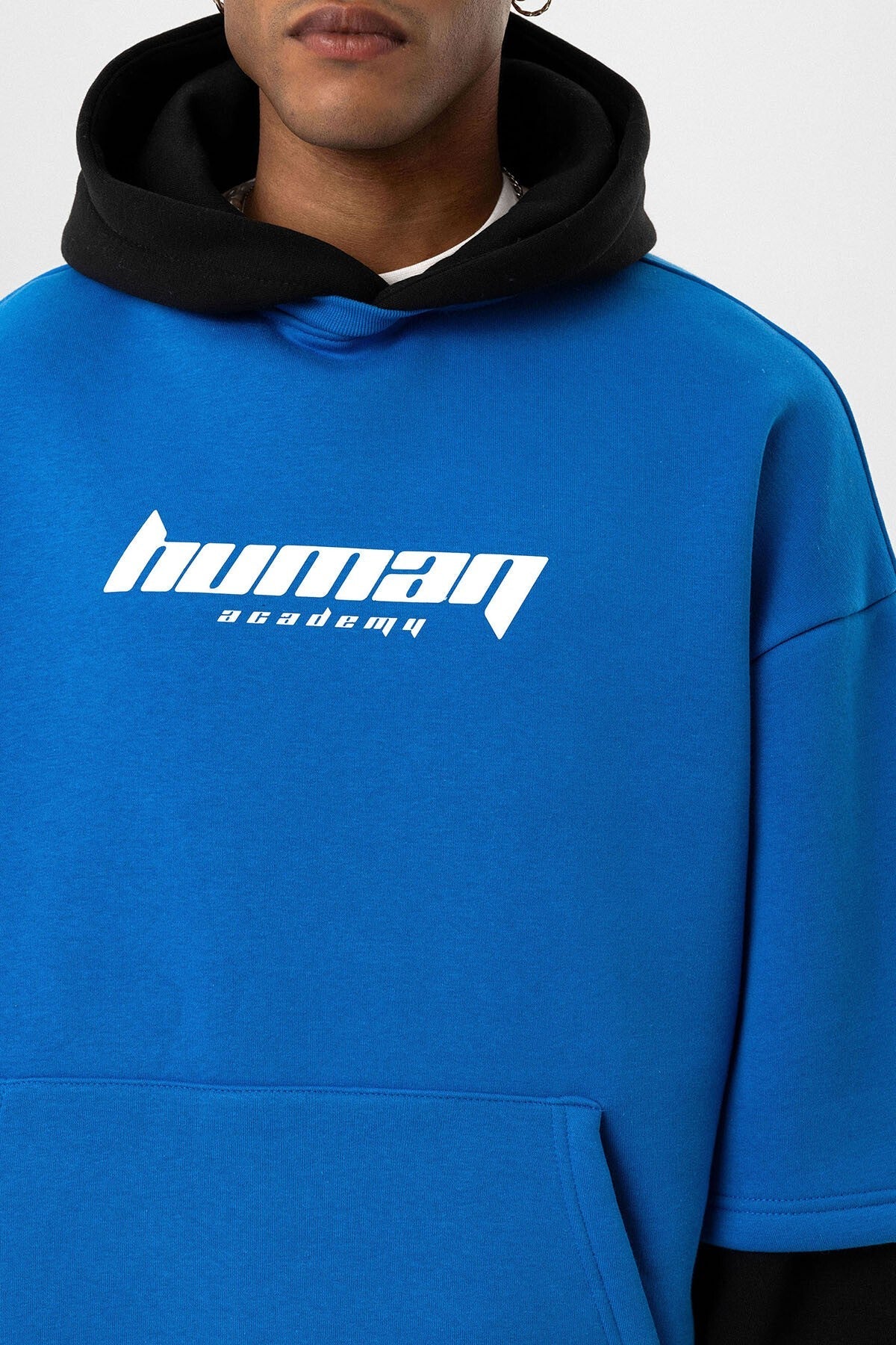 Oversized Sweatshirt with Printed Double-Sleeve Detail