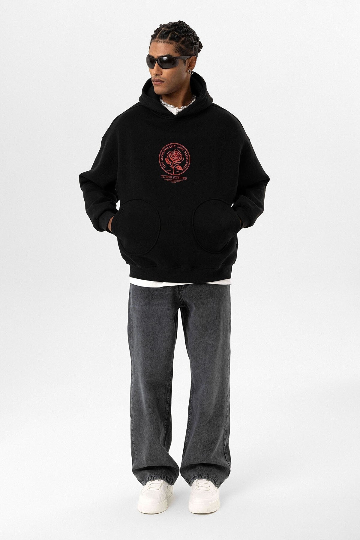 Oversized Sweatshirt with Detailed Pocket Print