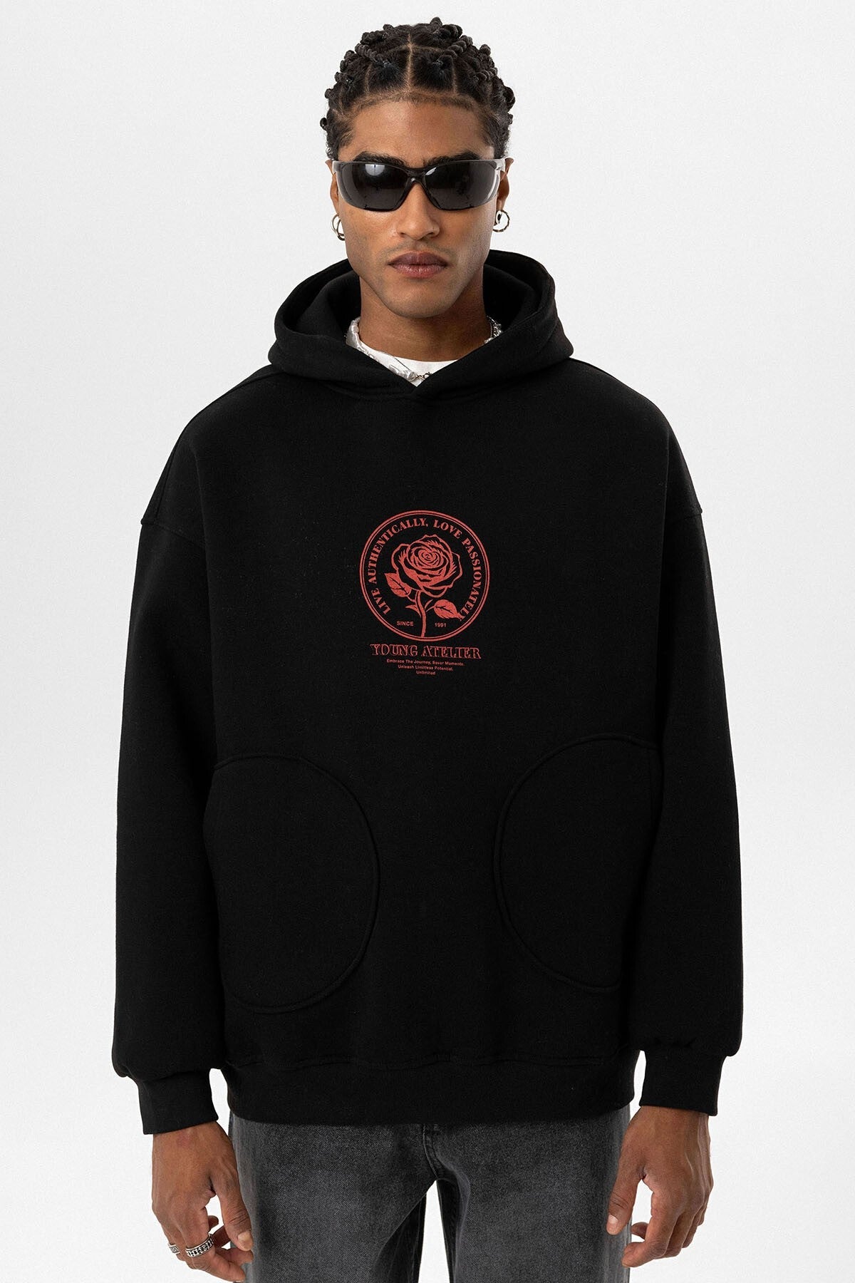 Oversized Sweatshirt with Detailed Pocket Print